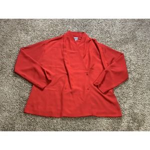 Pendleton Blouse 18 Red Womens Business Casual Double Breast Shirt Long Sleeve